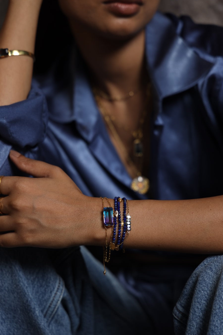 Protector Evil Eye Hamsa Lapis  Bracelet