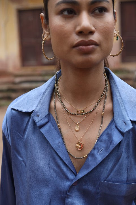 Natural Pyrite Mystic Beads Necklace