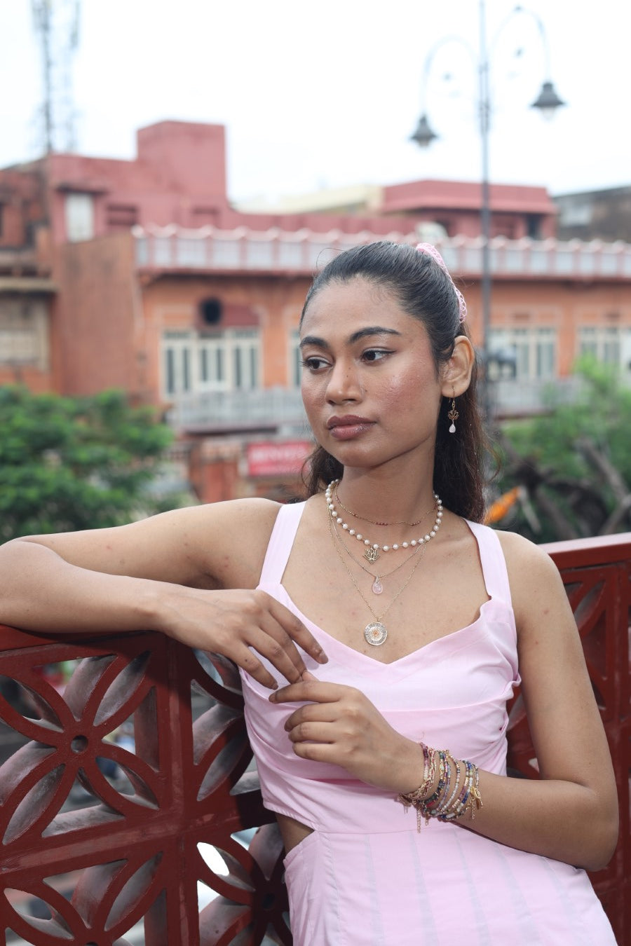 Sacred Lotus Rose Quartz Earring