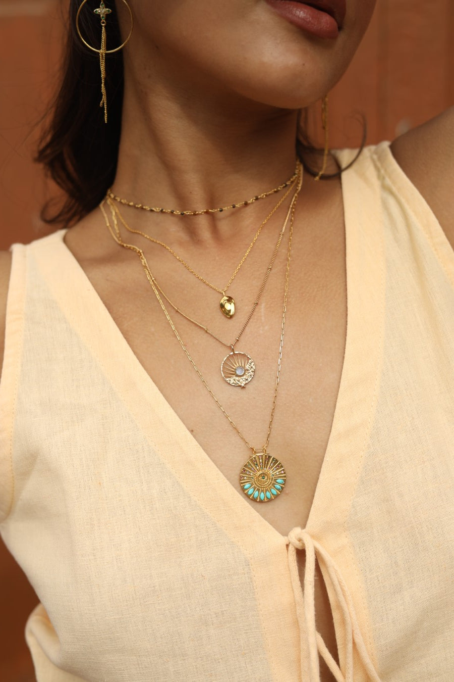 Golden Ray Moonstone Necklace