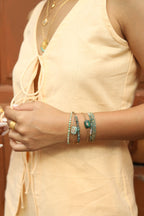 Sacred Spiral Shaded Emerald & Moonstone Bracelet