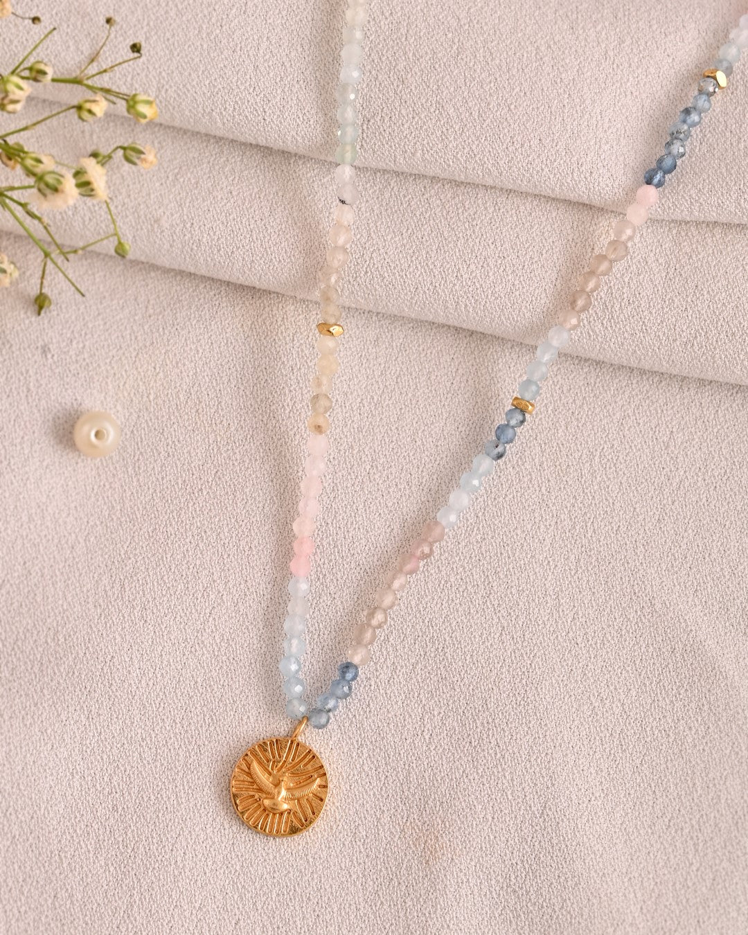 Eagle Charm Multi Beryl Necklace