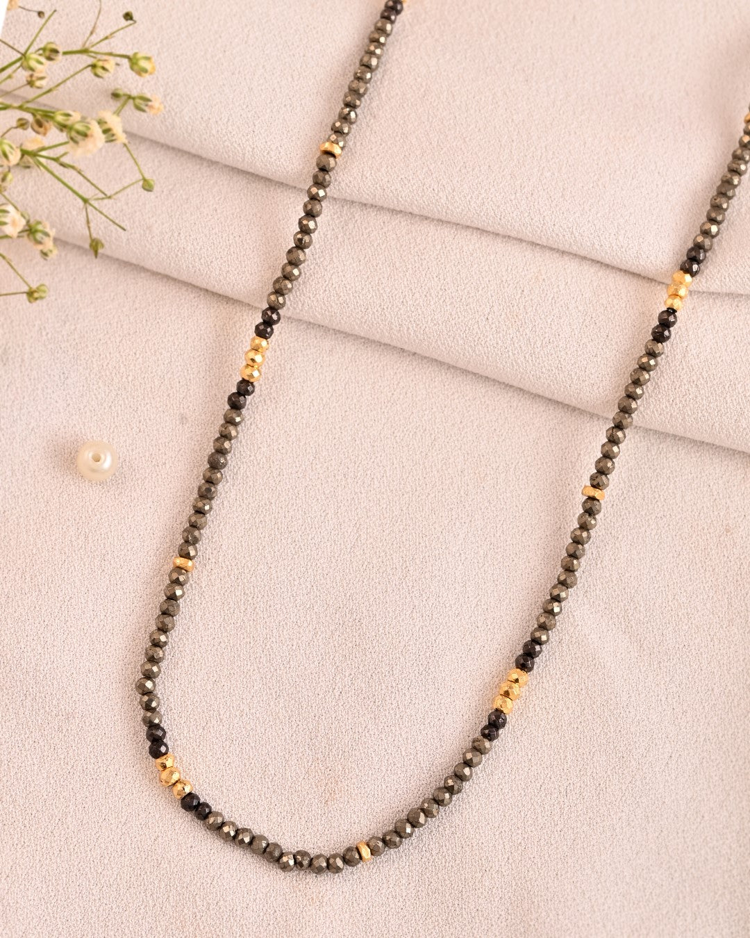 Natural Pyrite Mystic Beads Necklace