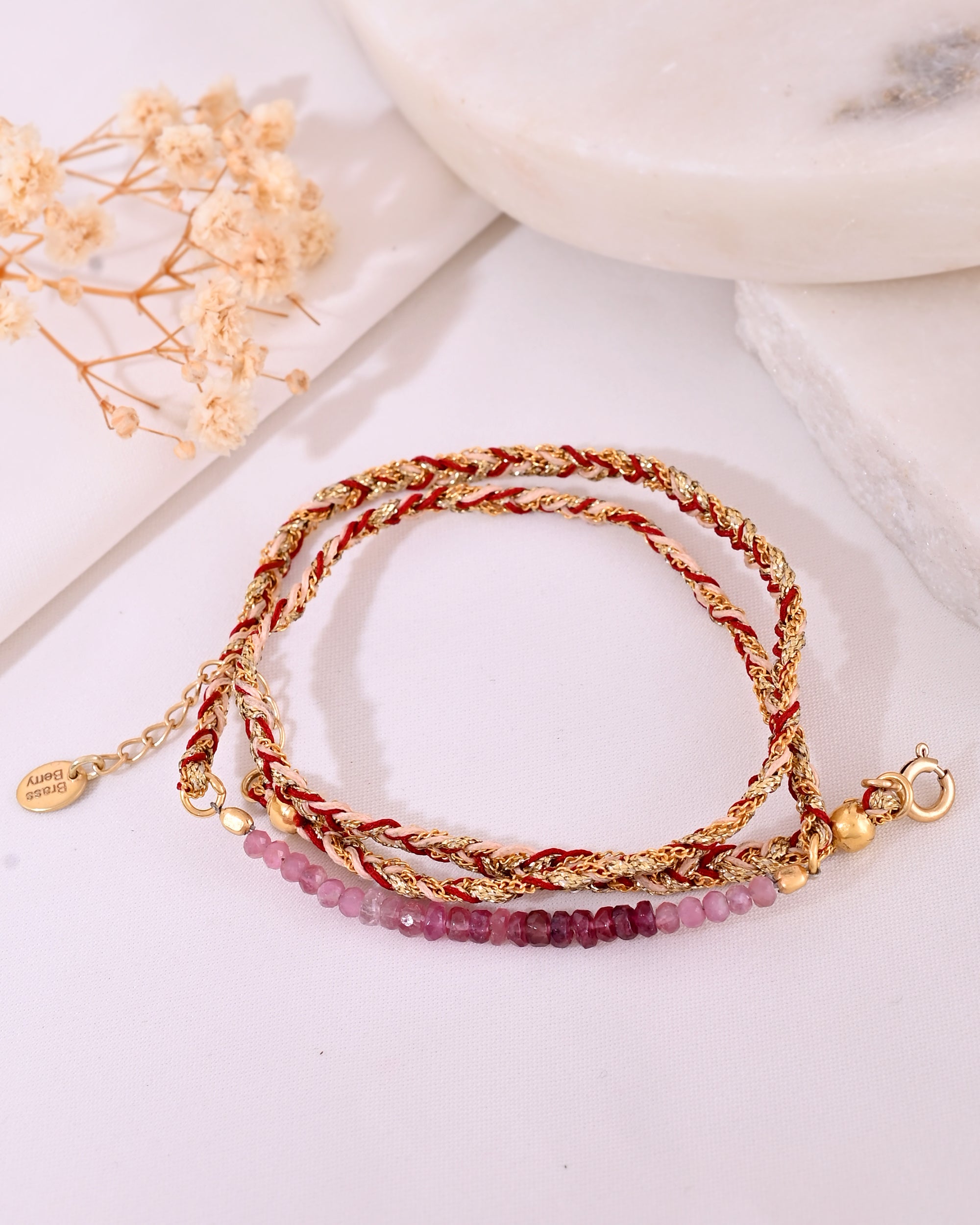 Sacred Wrapping Opal and Pink Tourmaline Bracelet