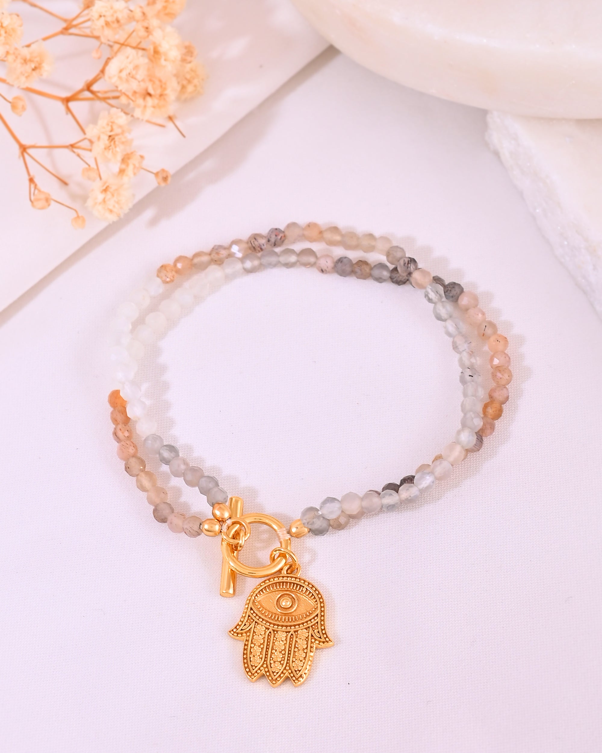 Aura Hamsa Moonstone Bracelet