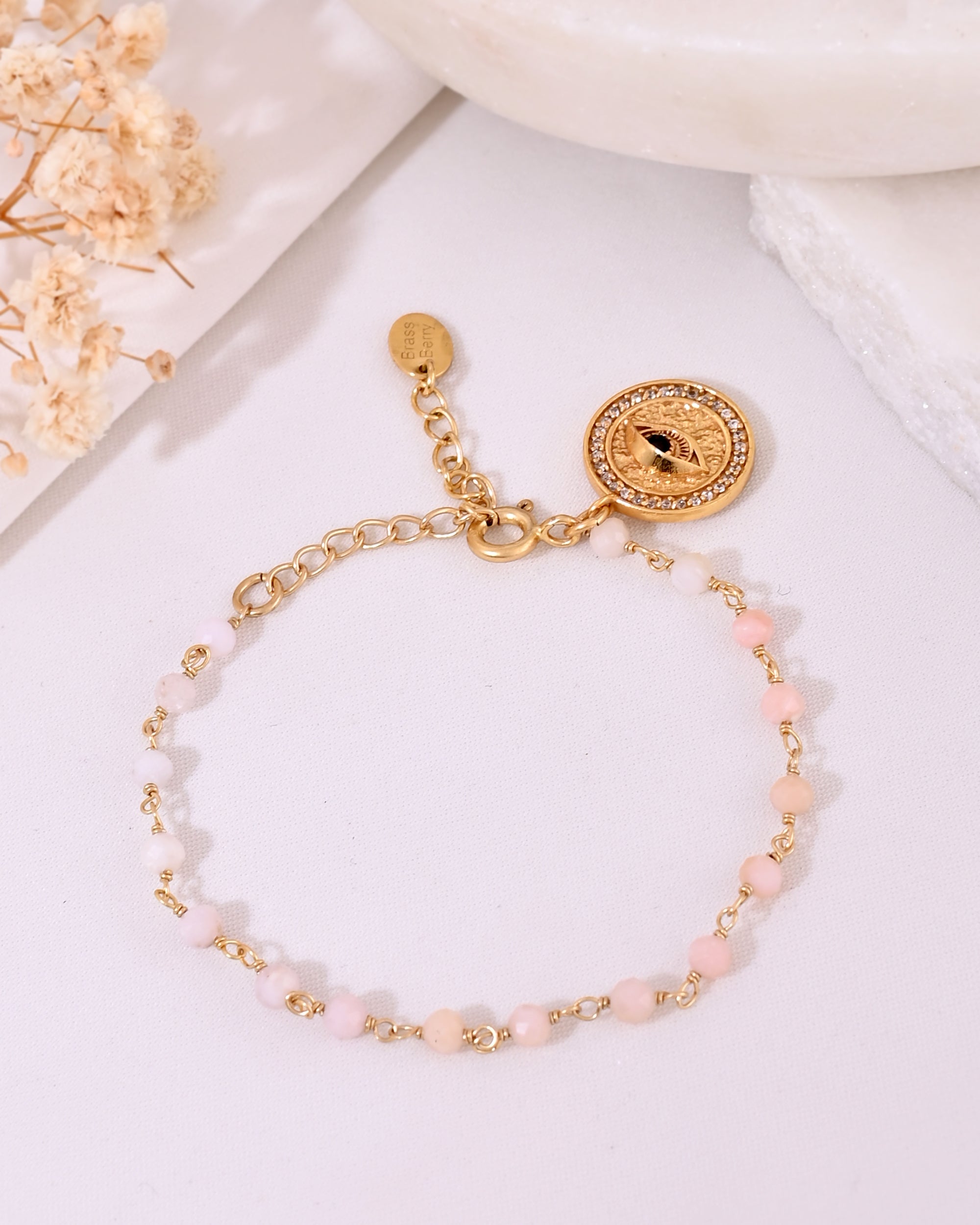 Eternal Evil Eye Pink Opal Bracelet