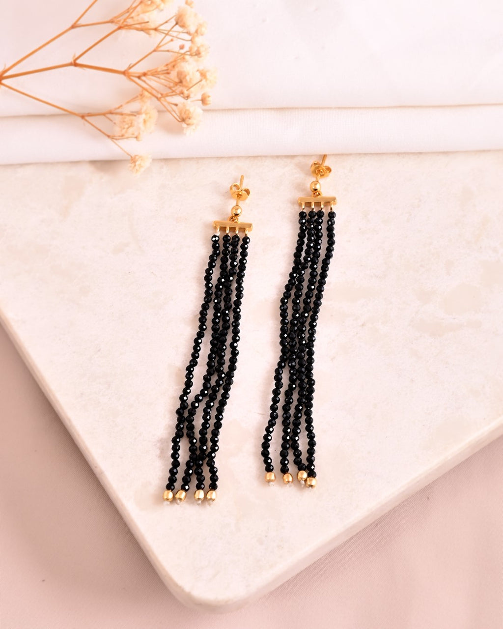 Black Onyx Threader Earrings