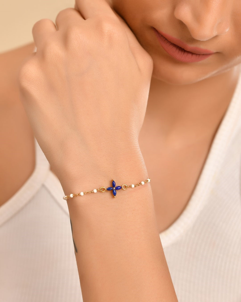 Divine Cross Lapis Bracelet