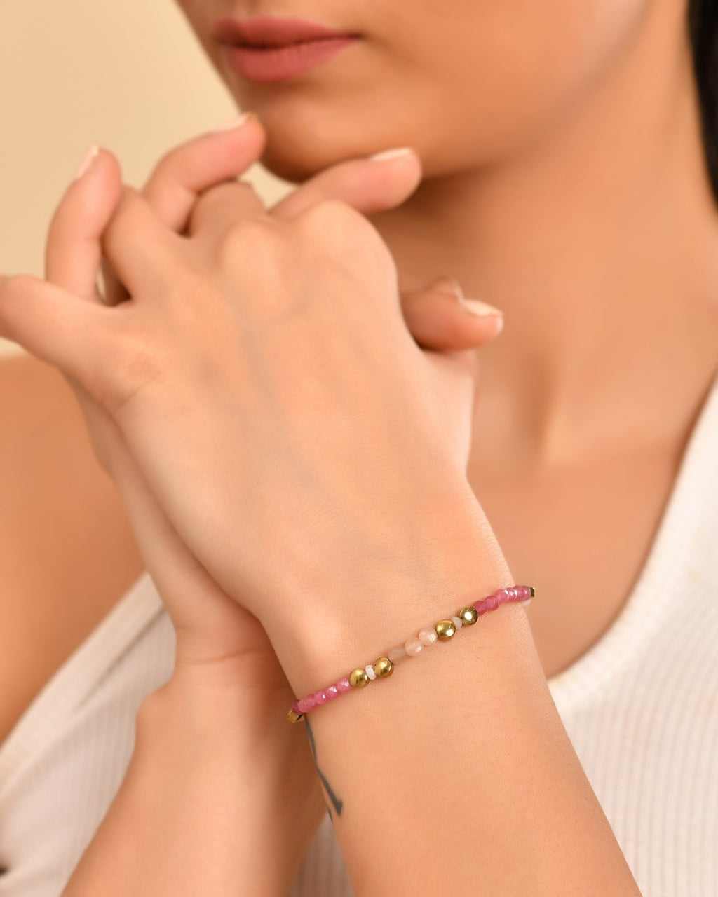 Power Beads Pink Tourmaline Bracelet