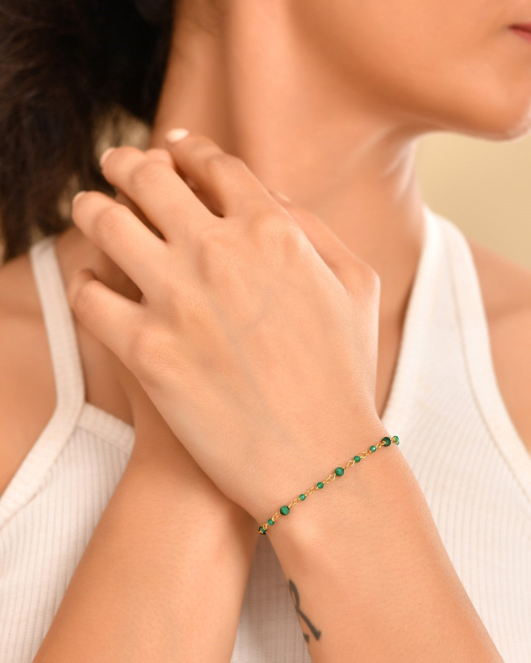 Golden Grace Green Onyx Bracelet