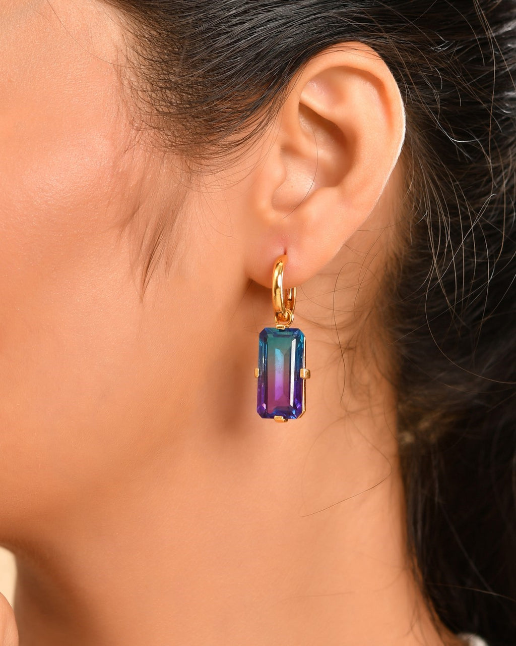 Crystal Quartz Ocean Depth Drop Earring