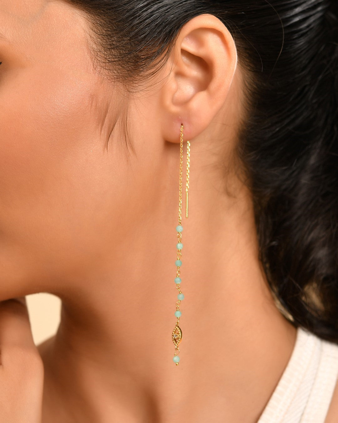Evil Eye Amazonite Drop Earring