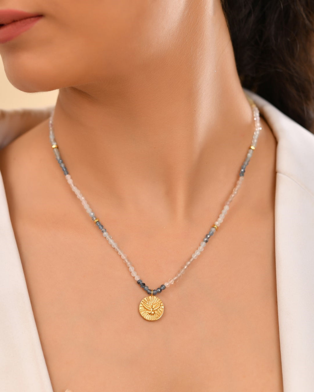 Eagle Charm Multi Beryl Necklace