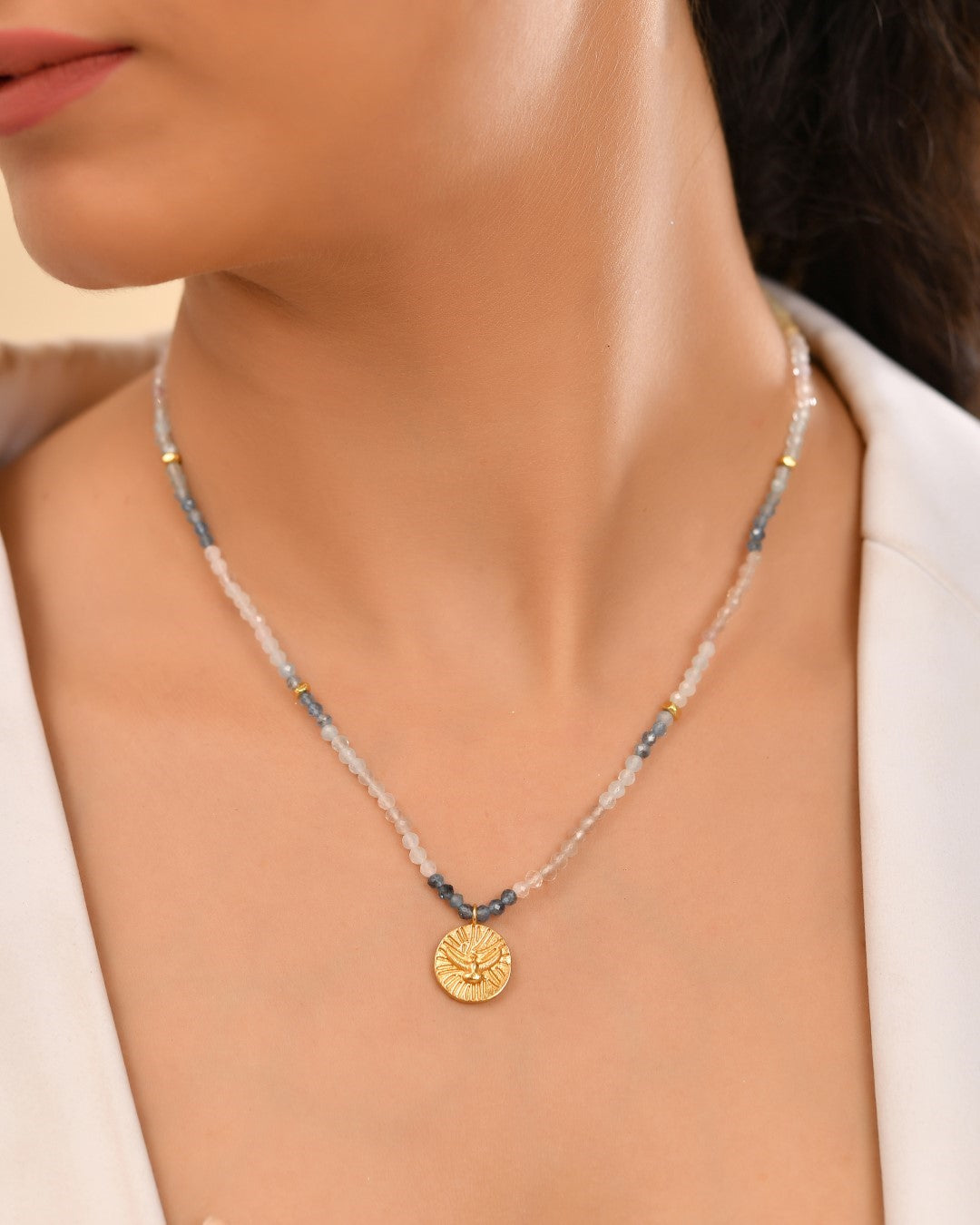 Eagle Charm Multi Beryl Necklace