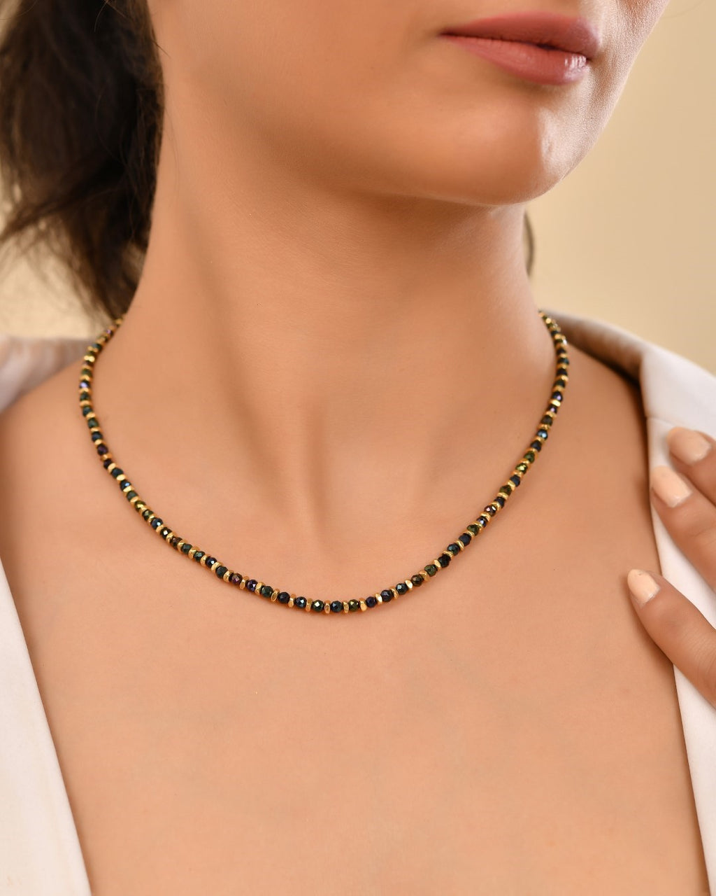 Soul Beaded Green Pyrite Necklace