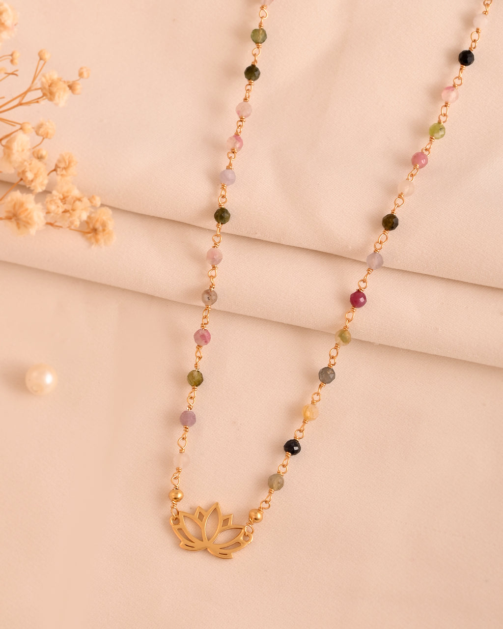 Lotus Bloom Tourmaline  Necklace