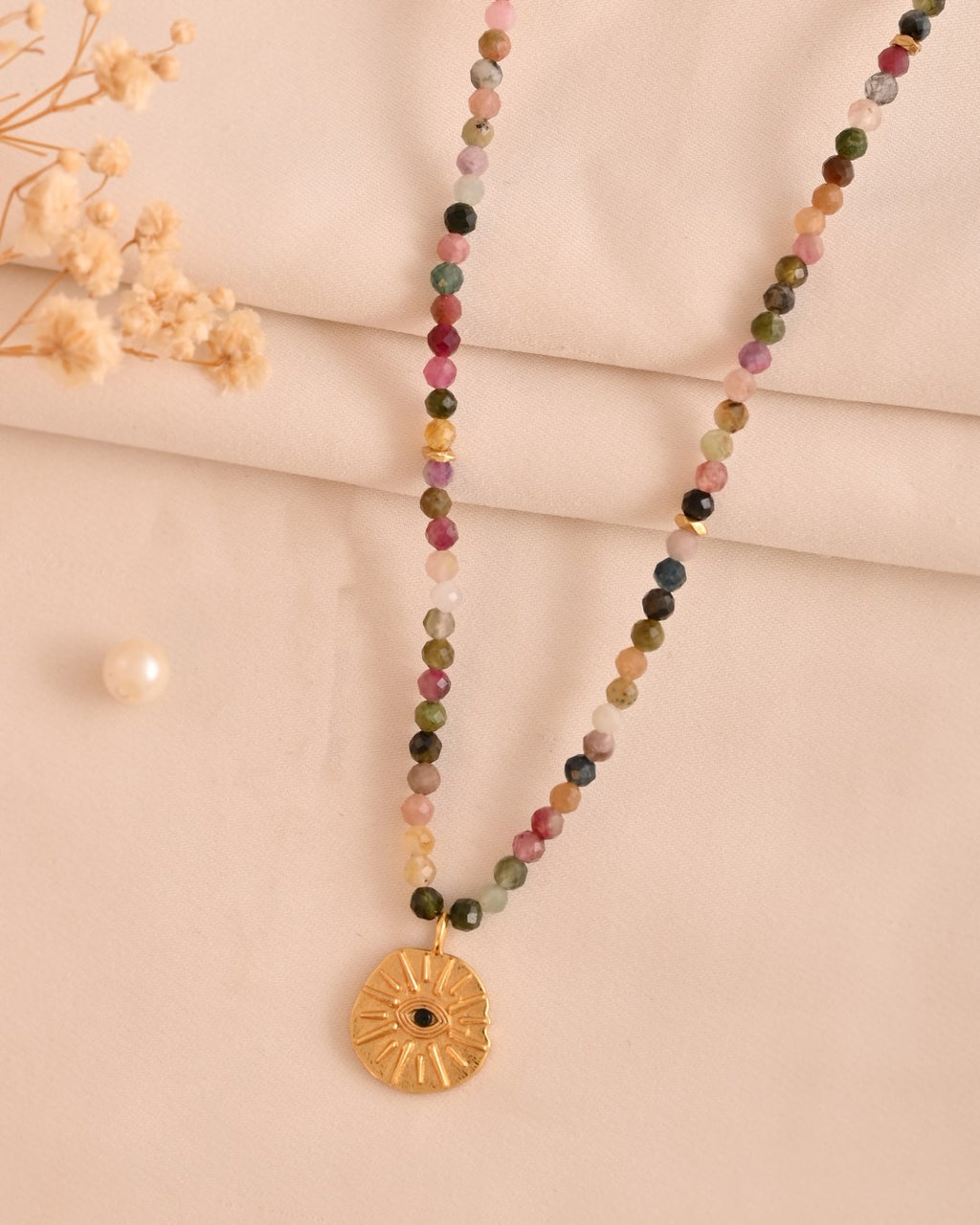 Evil Eye Multi Tourmaline Necklace