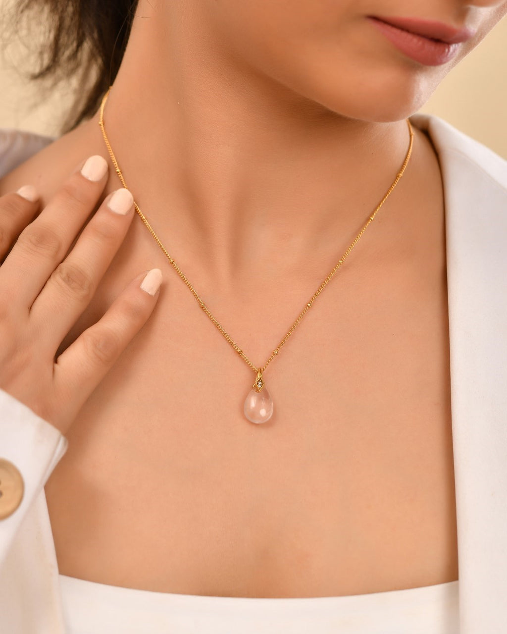 Rose Quartz Drop Necklace