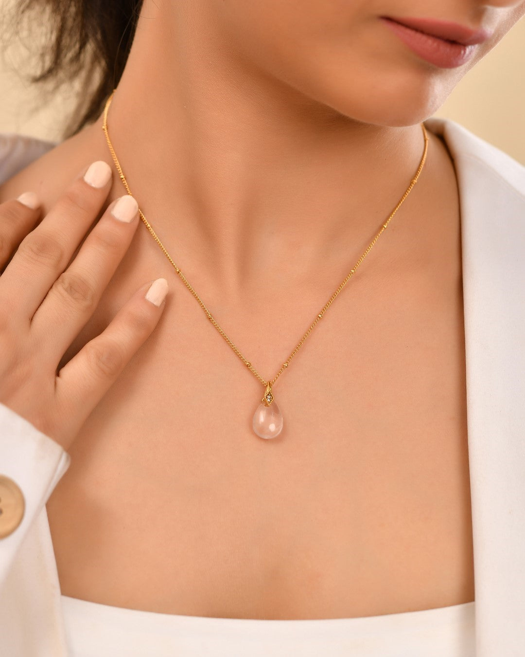 Rose Quartz Drop Necklace