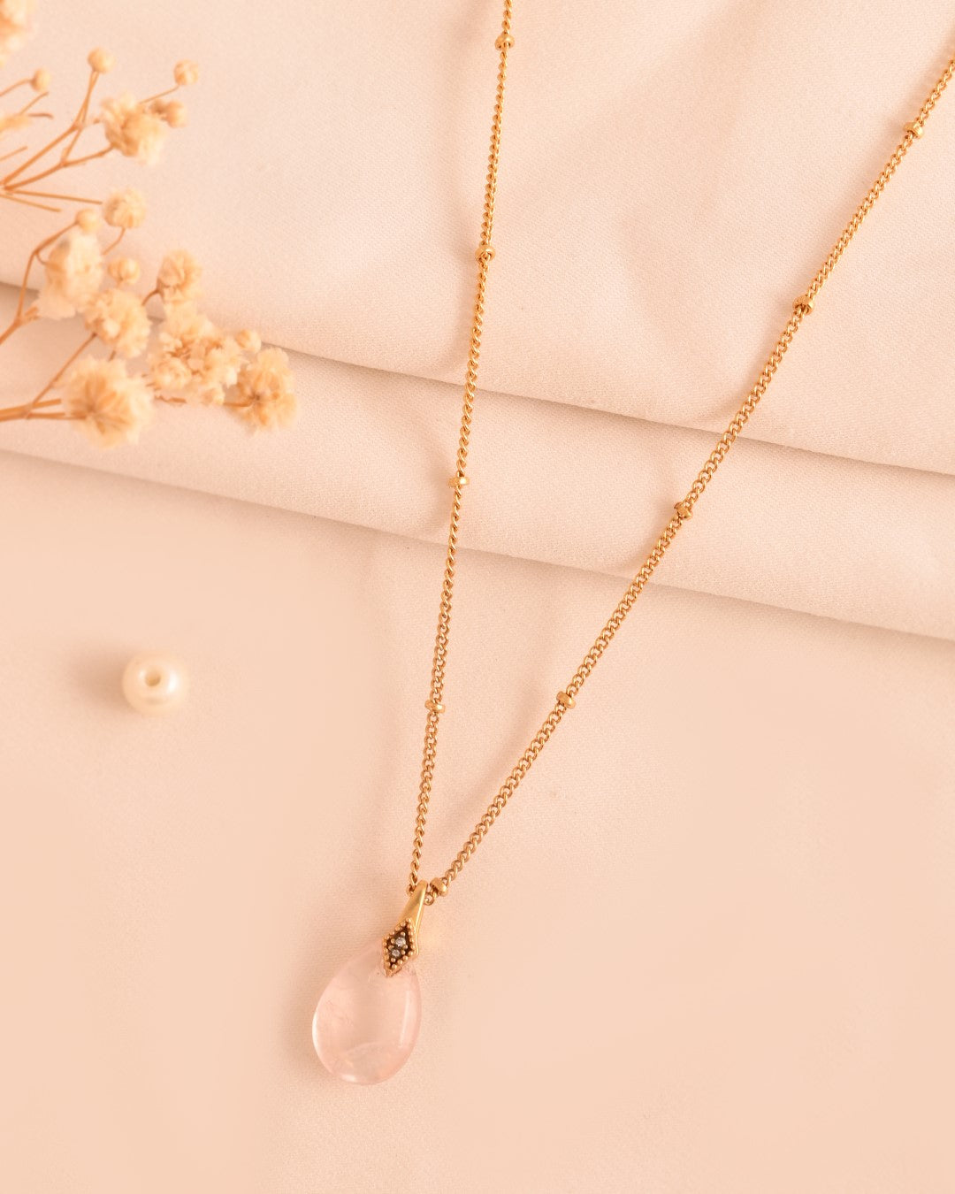 Rose Quartz Drop Necklace