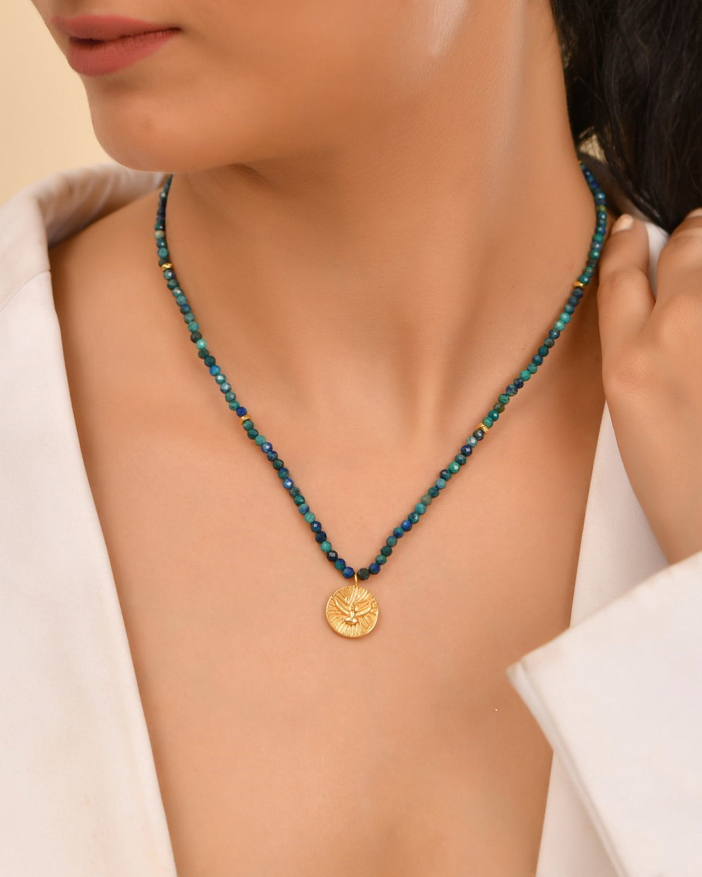Eagle Charm Azurite Necklace