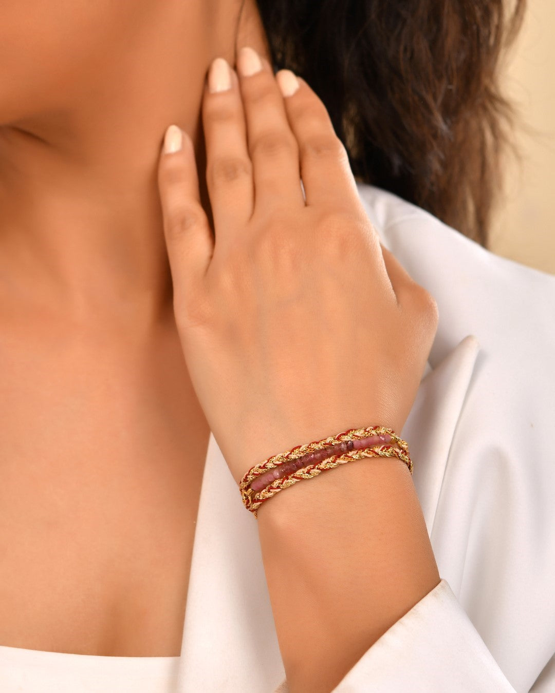 Sacred Wrapping Opal and Pink Tourmaline Bracelet