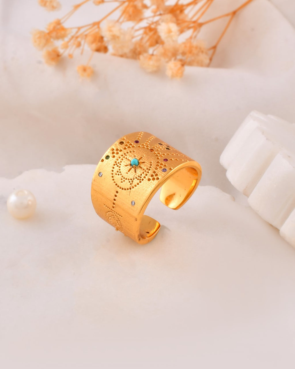 Galaxy Coral & Turquoise Ring