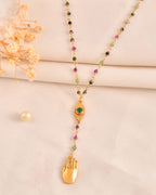 Ruby Zoisite Evil Eye & Dharma Necklace