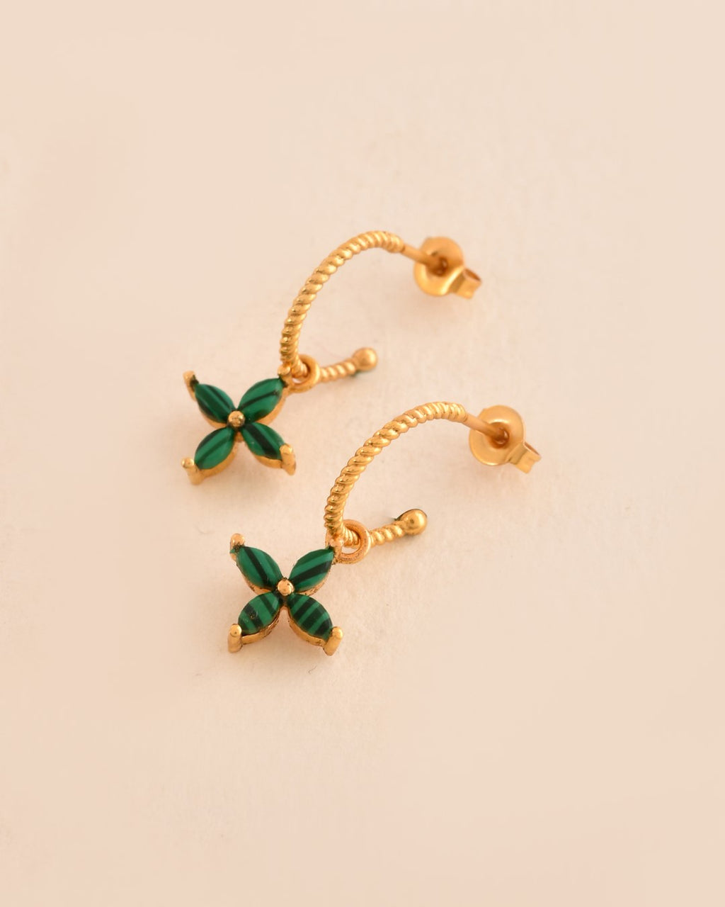 Clover Drop Malachite Earring
