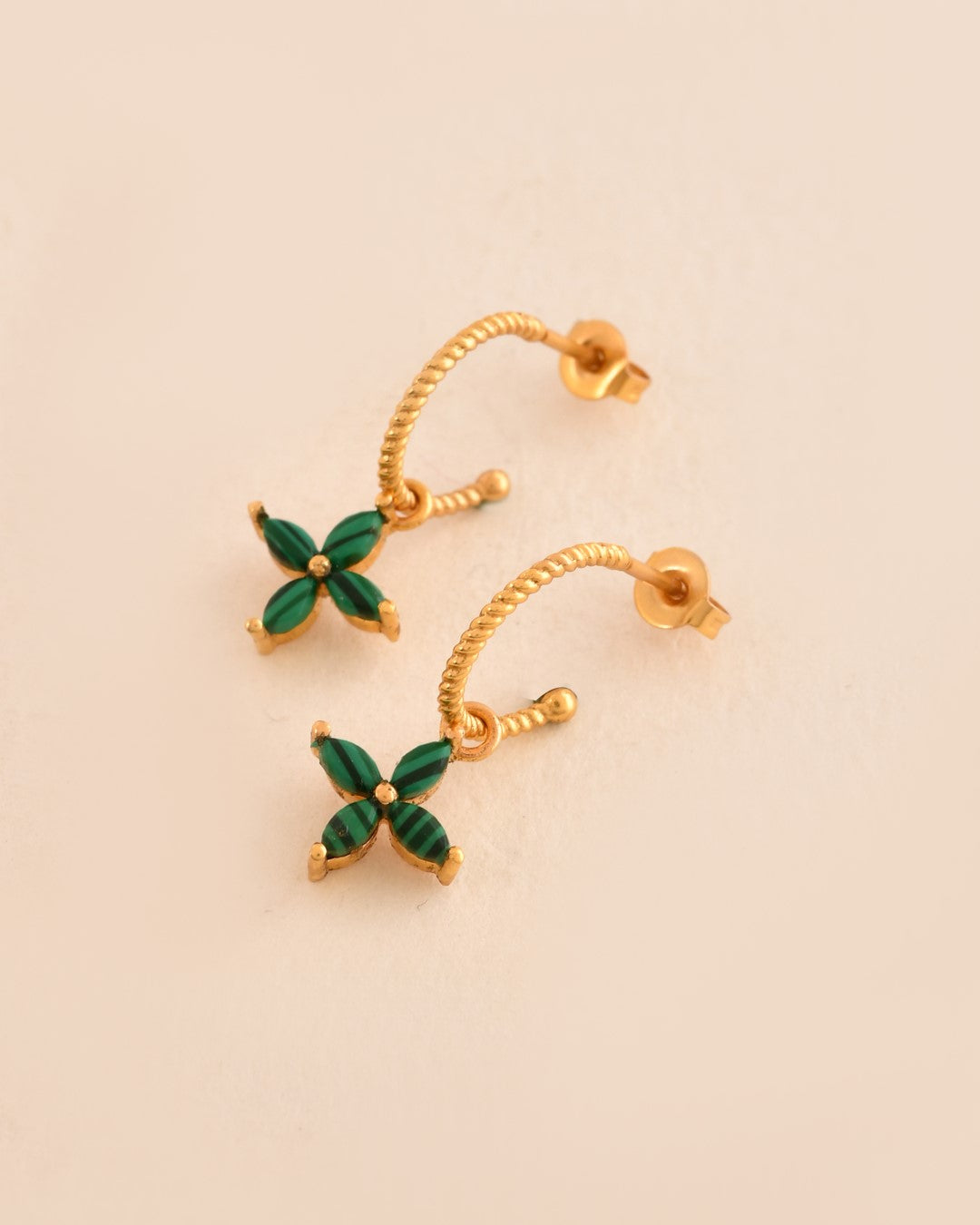 Clover Drop Malachite Earring