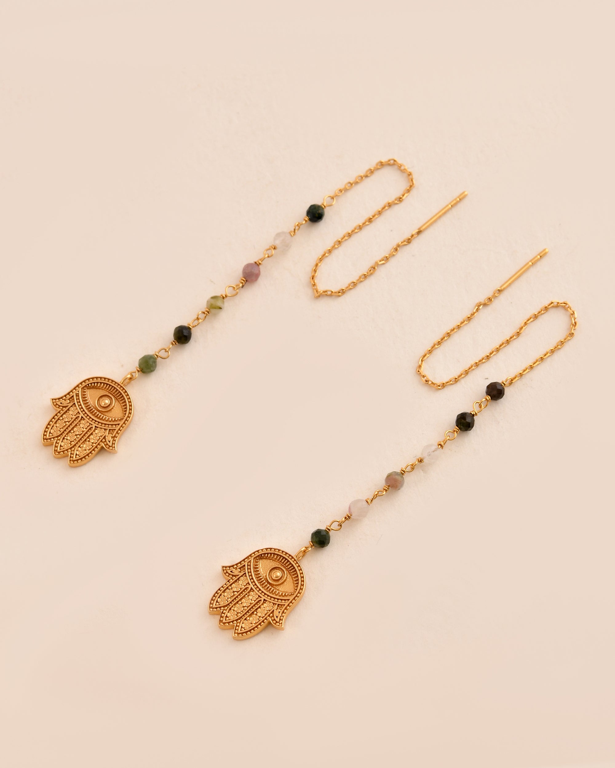 Graceful Hamsa Tourmaline  Earring