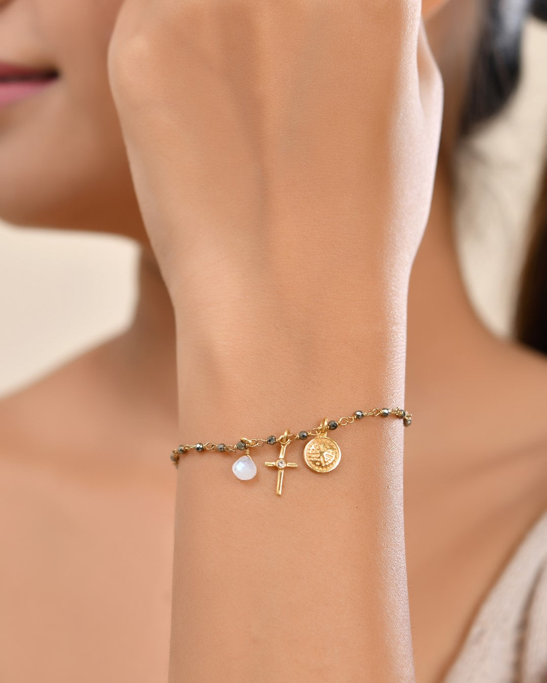 Spirit Strands Pyrite & Moonstone Bracelet