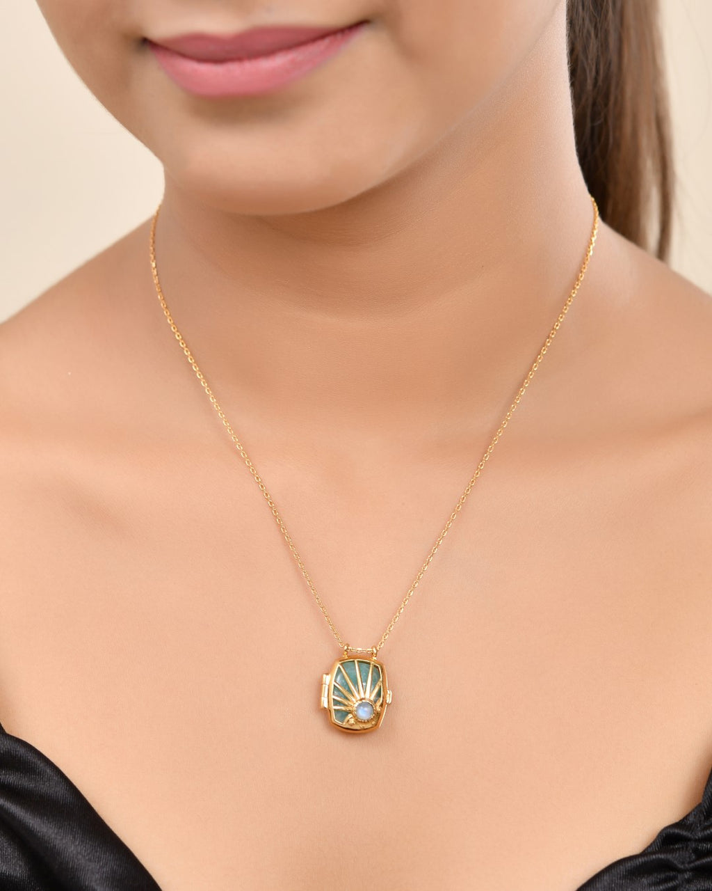 Changeable Amazonite Gem Locket