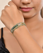 Sacred Spiral Shaded Emerald & Moonstone Bracelet