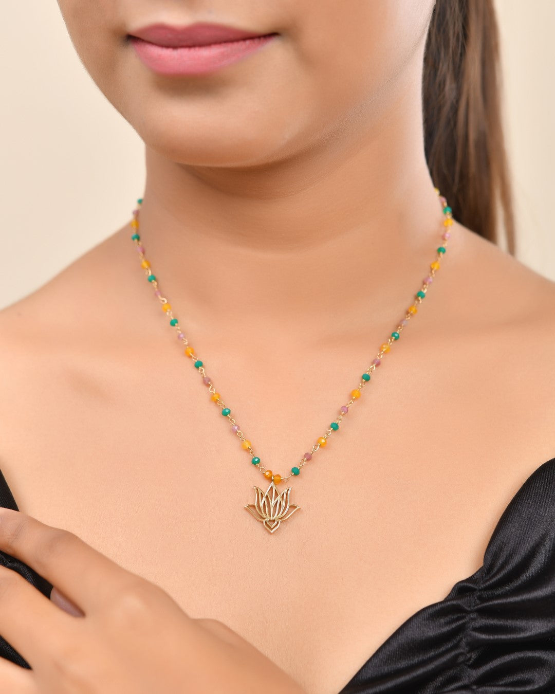 Divine Lotus Multistone Necklace