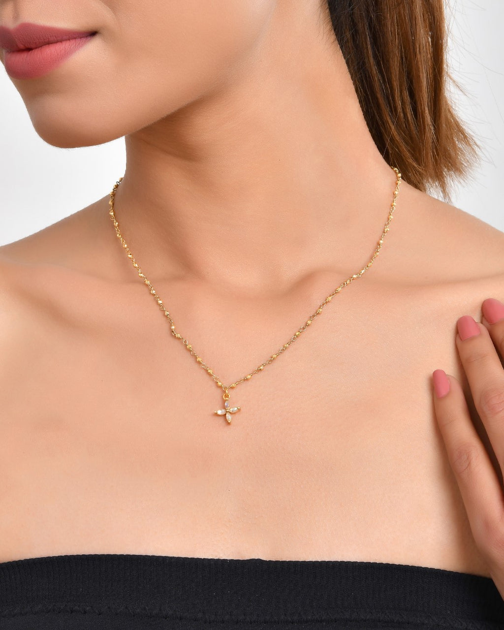 Divine Cross Moonstone Necklace