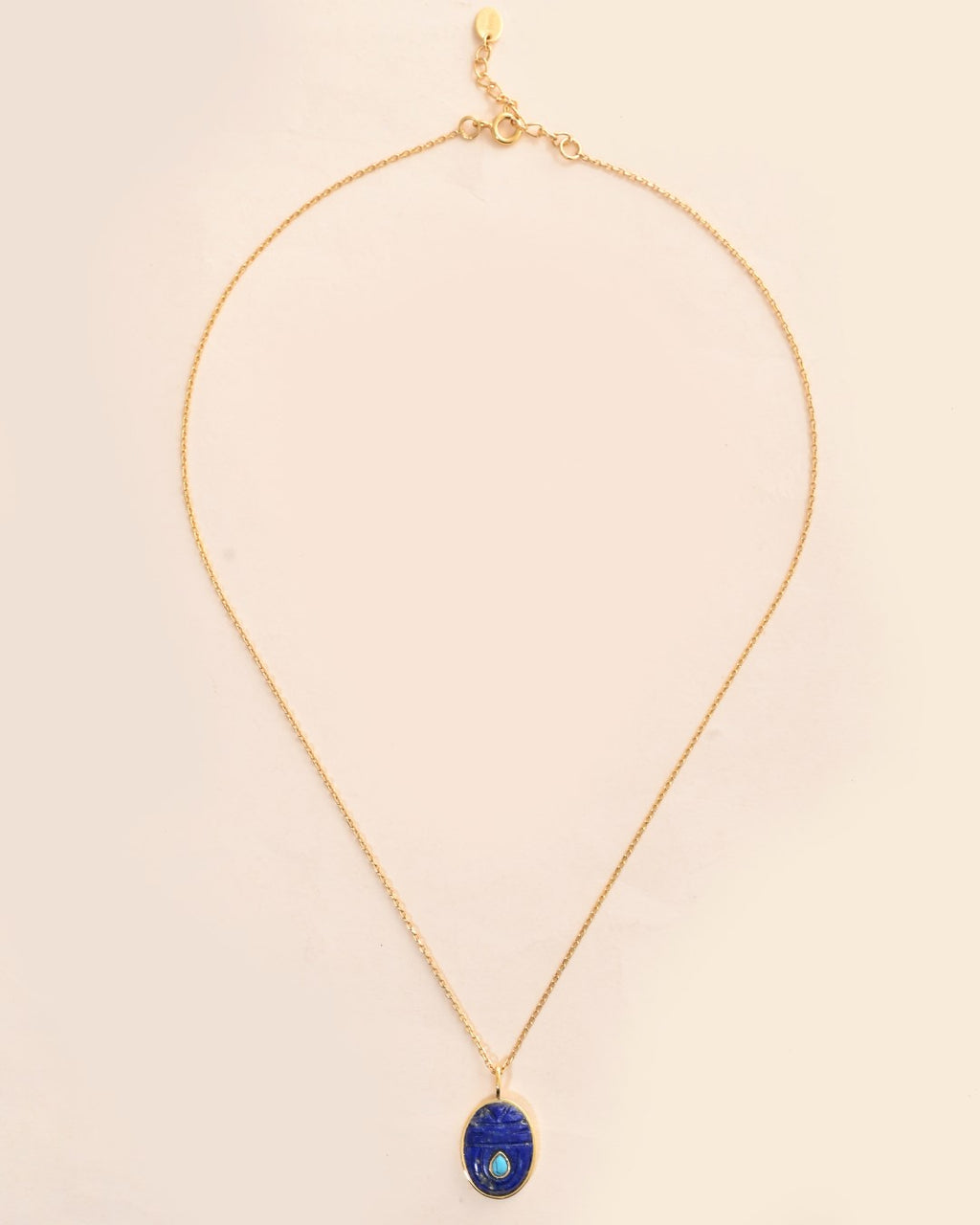 Scarab Lapis Drop Necklace