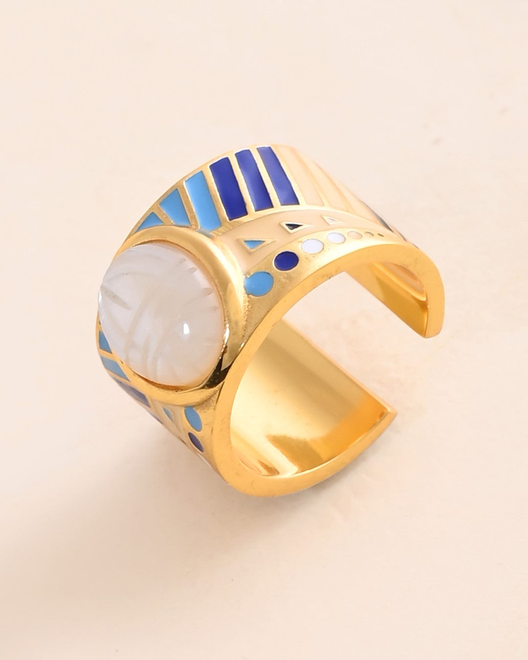 Mother Of Pearl Scarab Ring