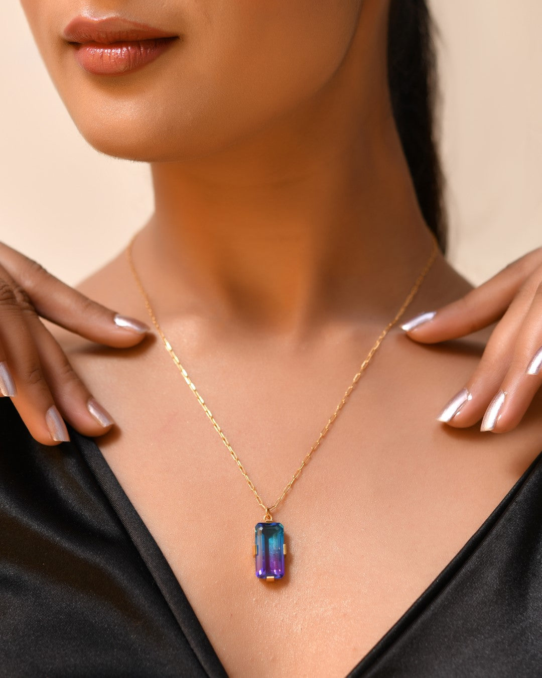 Crystal Quartz Duo Star Necklace