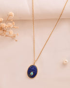 Scarab Lapis Drop Necklace