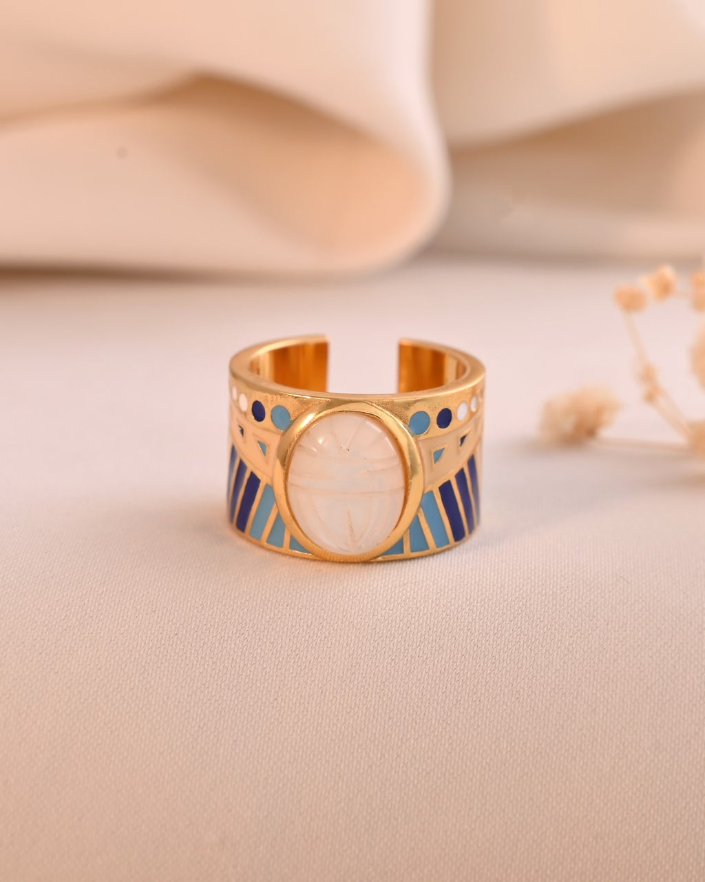 Mother Of Pearl Scarab Ring