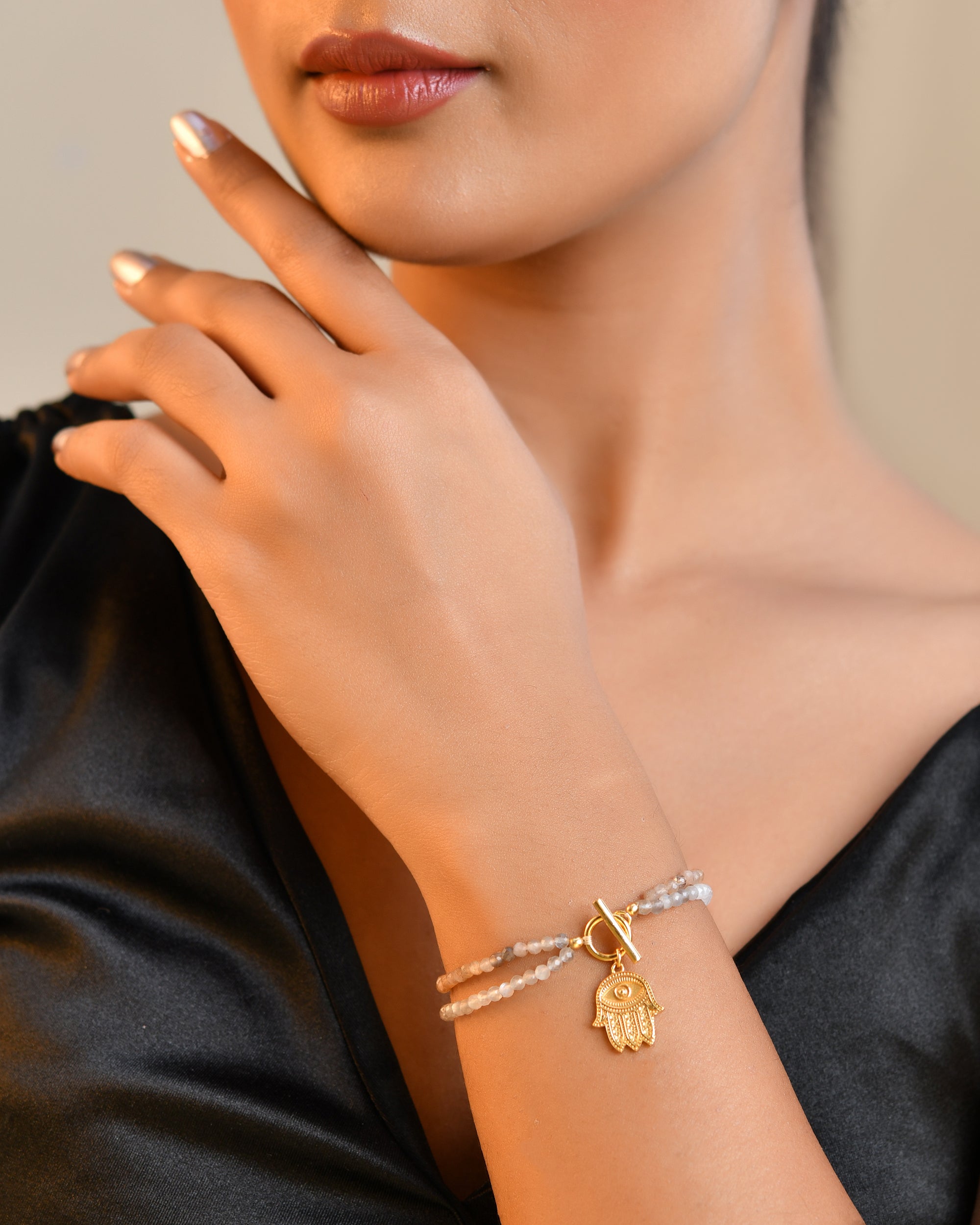 Aura Hamsa Moonstone Bracelet