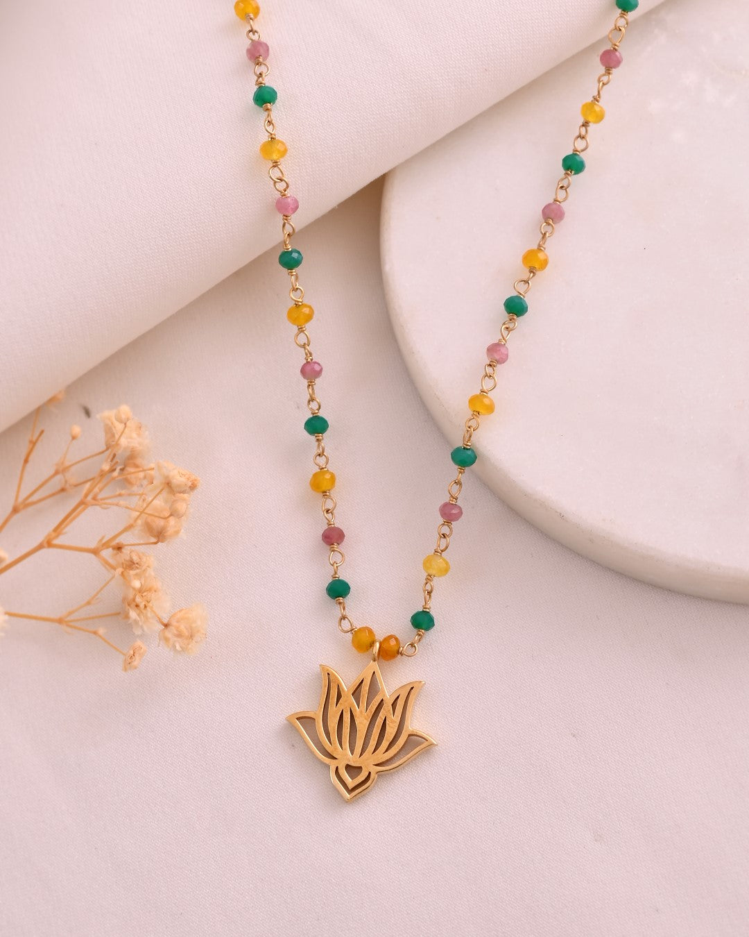 Divine Lotus Multistone Necklace