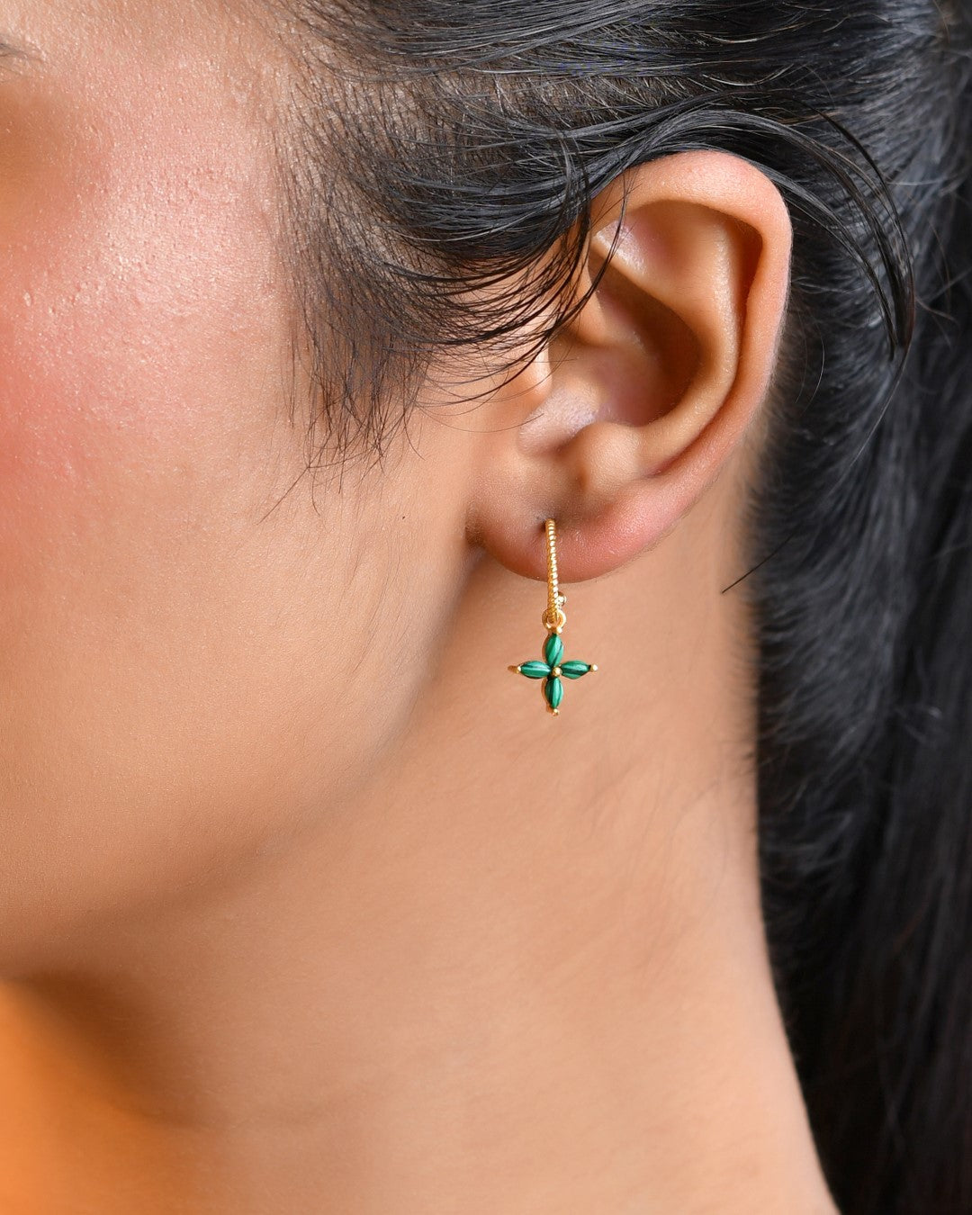 Clover Drop Malachite Earring