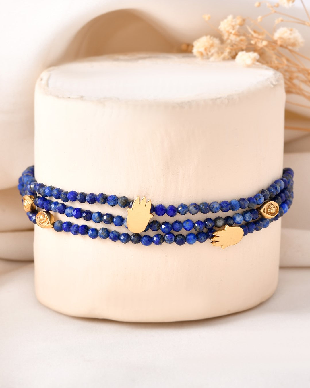 Protector Evil Eye Hamsa Lapis  Bracelet