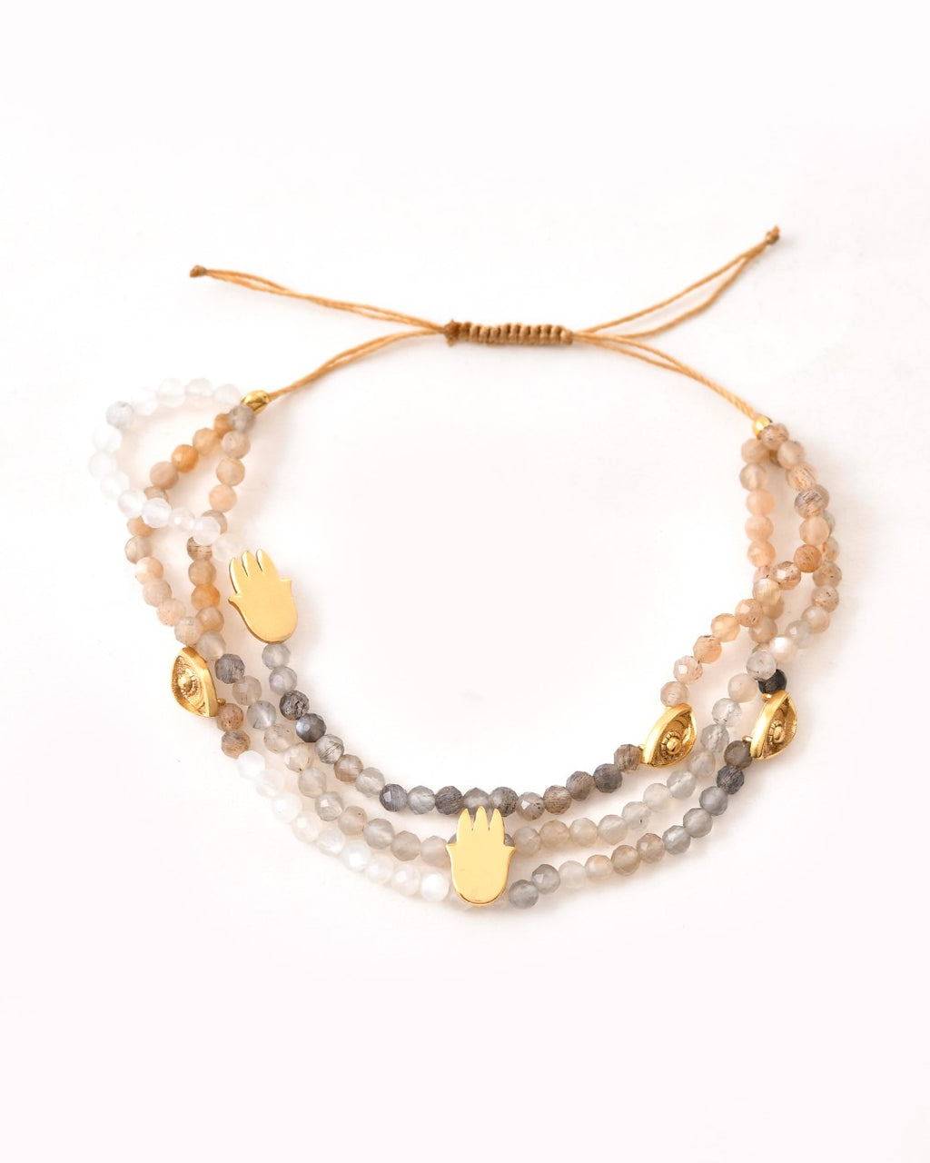 Protector Evil Eye Hamsa Moonstone  Bracelet