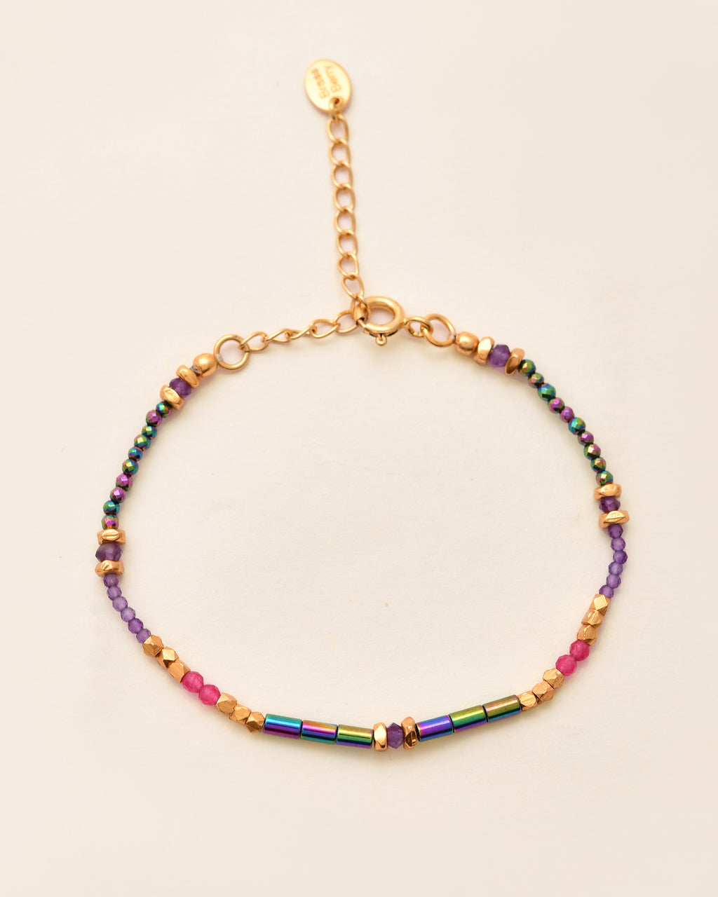 Balance Beads Rainbow Coated Hematite  Multi stone Bracelet