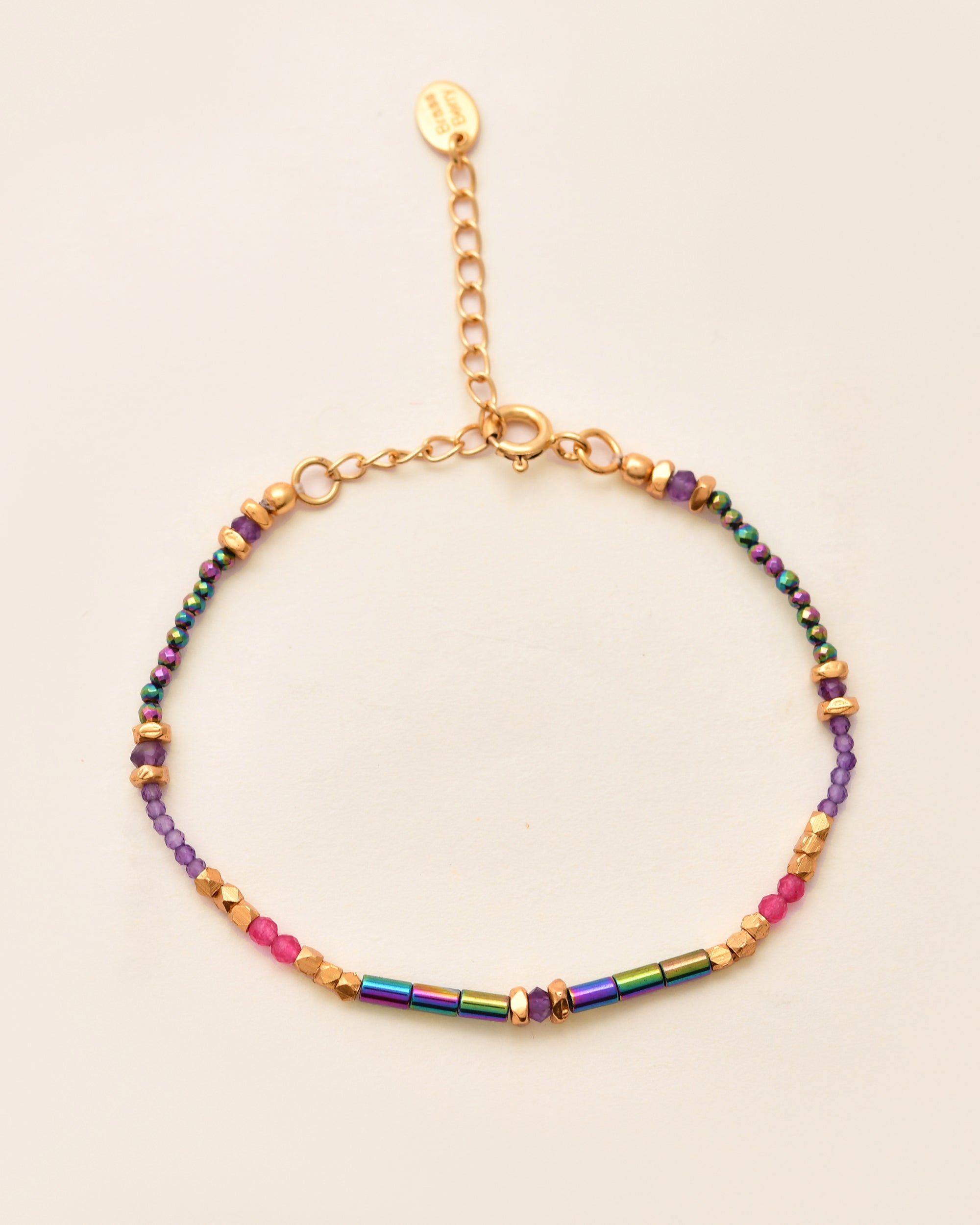Balance Beads Rainbow Coated Hematite  Multi stone Bracelet