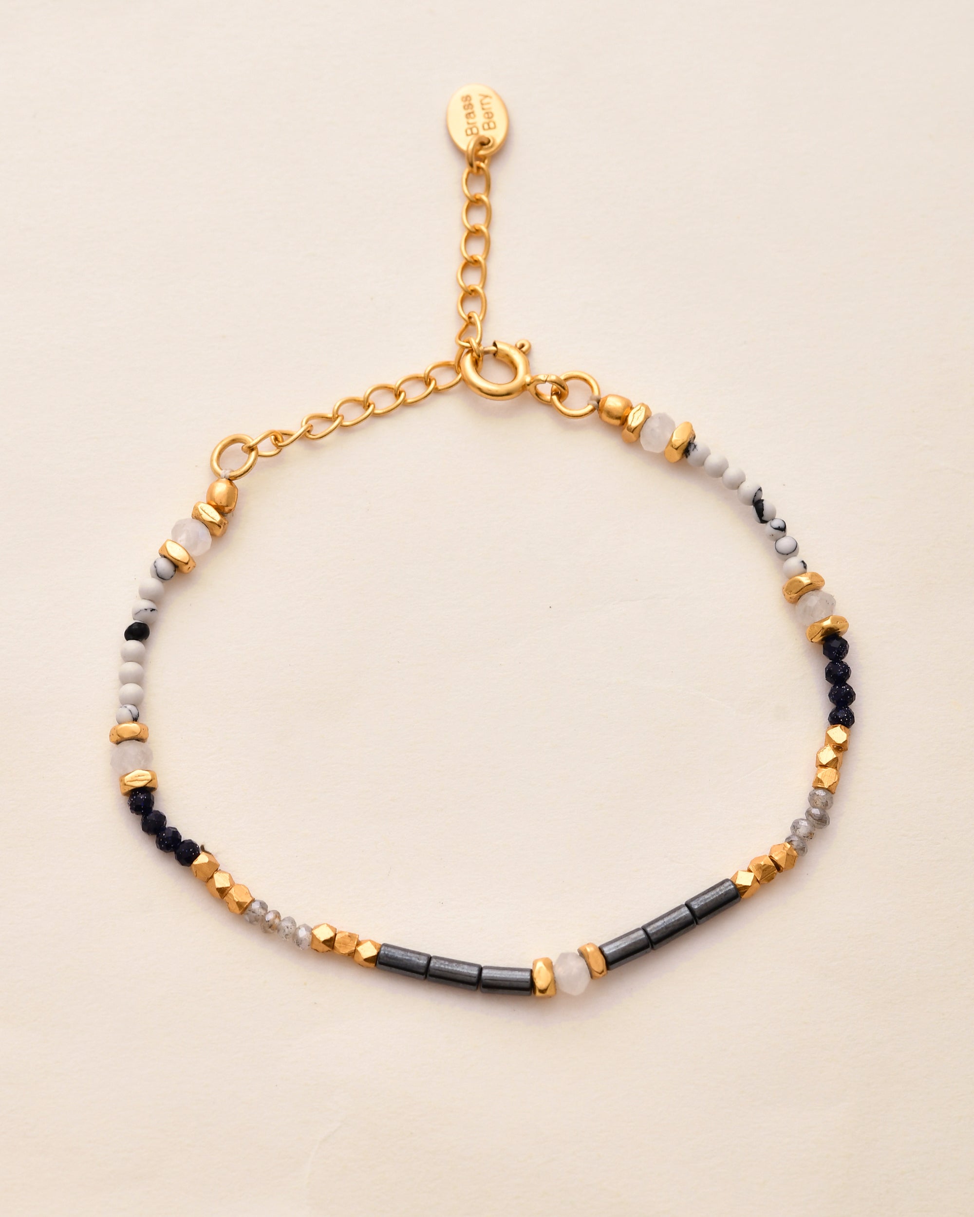 Balance Beads Gray Coated Hematite  Multistone Bracelet