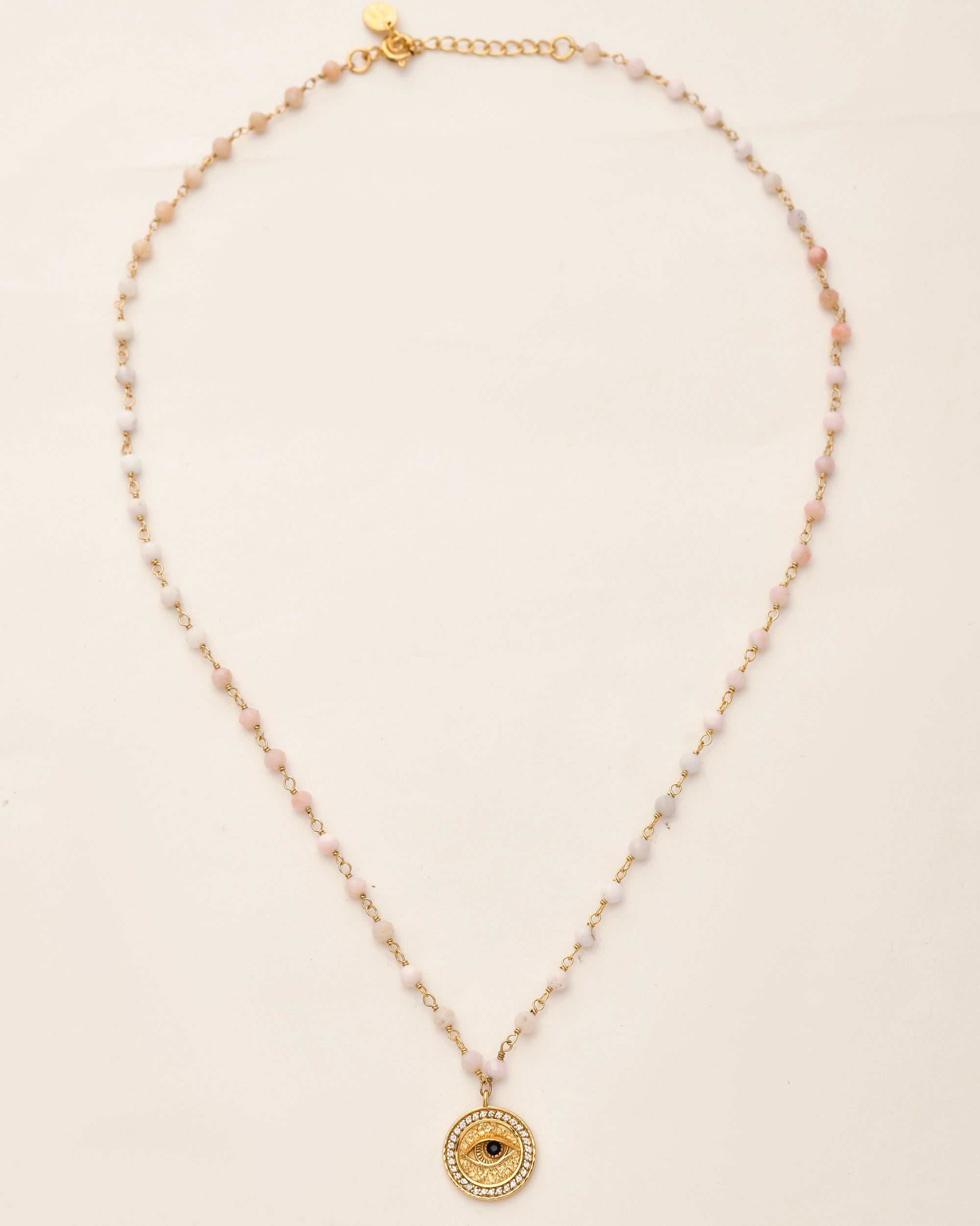 Eternal Evil Eye Pink Opal Necklace